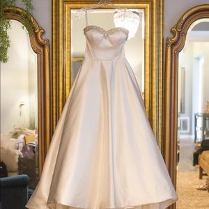 Satin ivory wedding dress